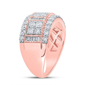 Diamond Band | 14kt Rose Gold Womens Baguette Diamond Right-Hand Anniversary Ring 1-3/8 Cttw | Splendid Jewellery GND