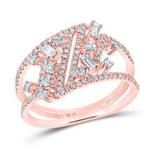 Load image into Gallery viewer, 14kt Rose Gold Scattered Diamond Band Ring: A Mesmerizing Showcase of Elegance and Brilliance - Top View