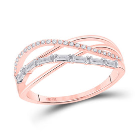 Radiant Rose Gold Diamond Crossover Band Ring: A Captivating Masterpiece - Top View