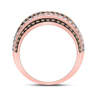 14kt Rose Gold Women's Round Brown Diamond Stripe Band Ring 1 Cttw - Second Side View