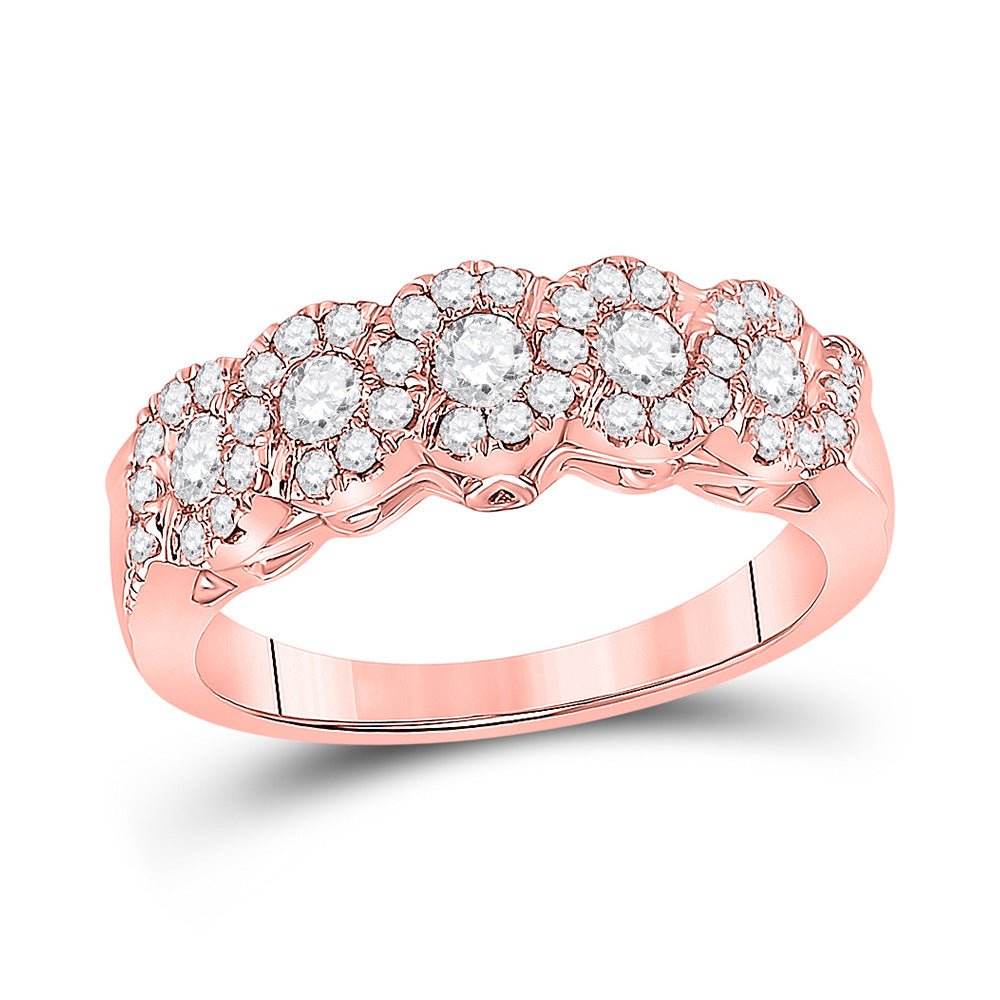 Diamond Band | 14kt Rose Gold Womens Round Diamond 5-Stone Band Ring 3/4 Cttw | Splendid Jewellery GND