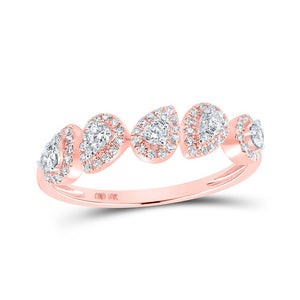 Diamond Band | 14kt Rose Gold Womens Round Diamond Alternating Pear Ring 1/3 Cttw | Splendid Jewellery GND