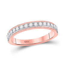 Load image into Gallery viewer, Rose Gold Diamond Elegance: 14kt Round Diamond Band Ring - Top View