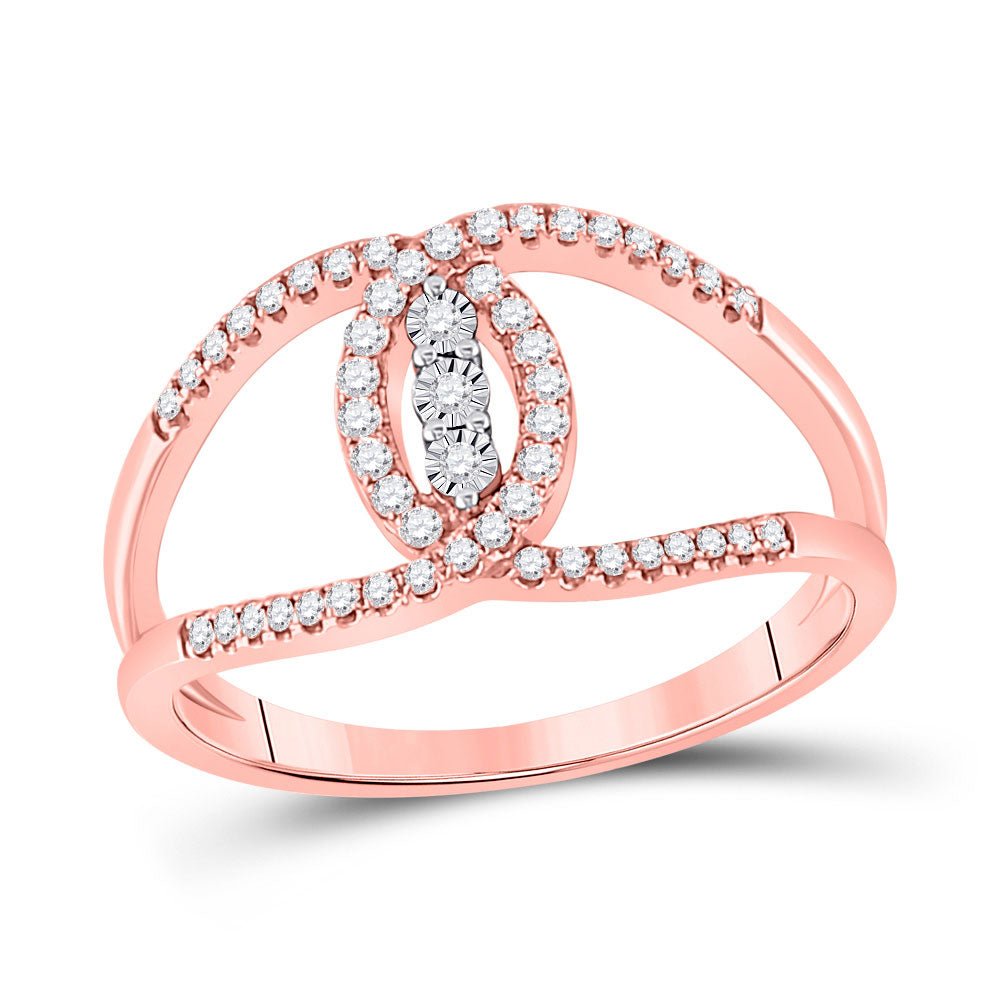 Diamond Band | 14kt Rose Gold Womens Round Diamond Fashion 3-stone Ring 1/5 Cttw | Splendid Jewellery GND