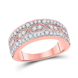 Diamond Band | 14kt Rose Gold Womens Round Diamond Fashion Twist Band Ring 5/8 Cttw | Splendid Jewellery GND