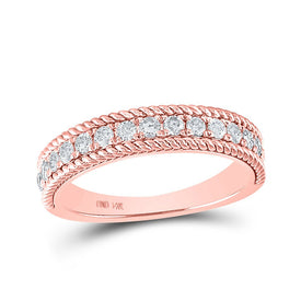 Rose Gold Diamond Rope Band Ring - A Mesmerizing Elegance - Top View