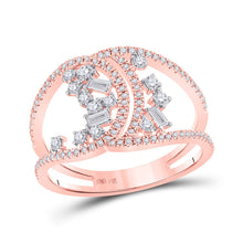 Load image into Gallery viewer, Radiant Rose Gold Scattered Diamond Band - Top View