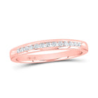 Radiant Rose Gold Diamond Elegance: 14kt Round Diamond Single Row Band Ring 1/6 Cttw - Top View