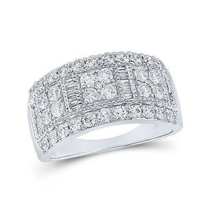 Diamond Band | 14kt White Gold Womens Baguette Diamond Anniversary Ring 1-3/8 Cttw | Splendid Jewellery GND