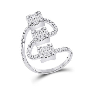 Diamond Band | 14kt White Gold Womens Baguette Diamond Band Ring 1 Cttw | Splendid Jewellery GND