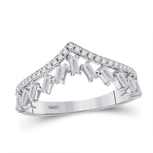 Load image into Gallery viewer, 14kt White Gold Baguette Diamond Chevron Band Ring - A Mesmerizing Elegance - Top View