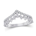 14kt White Gold Baguette Diamond Chevron Band Ring - A Mesmerizing Elegance - Top View