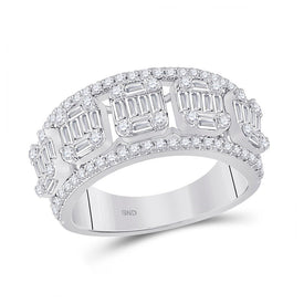 14kt White Gold Baguette Diamond Elegance Band - Top View