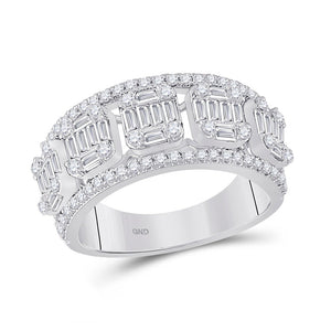 Diamond Band | 14kt White Gold Womens Baguette Diamond Fashion Band Ring 1-1/4 Cttw | Splendid Jewellery GND