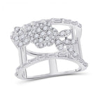 14kt White Gold Baguette Diamond Flower Anniversary Ring - A Mesmerizing Floral Delight - Top View