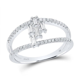 14kt White Gold Baguette Diamond Cluster Fashion Ring - A Mesmerizing Beauty - Top View
