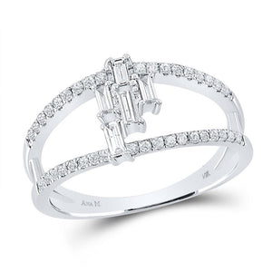 Diamond Band | 14kt White Gold Womens Baguette Diamond Modern Cluster Fashion Ring 1/3 Cttw | Splendid Jewellery GND