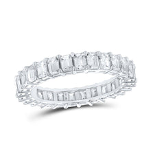 Load image into Gallery viewer, Radiant Elegance: 14kt White Gold Emerald Diamond Eternity Ring - Top View