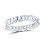 Radiant Elegance: 14kt White Gold Emerald Diamond Eternity Ring - Top View