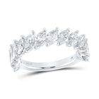 Radiant Elegance: 14kt White Gold Marquise Diamond Band Ring - Top View