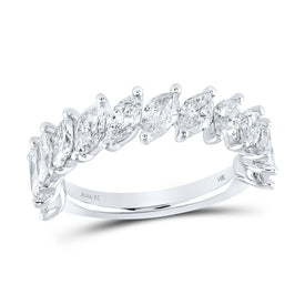 Radiant Elegance: 14kt White Gold Marquise Diamond Band Ring - Top View