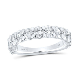 14kt White Gold Oval Diamond Single Row Band Ring - A Timeless Splendor - Top View