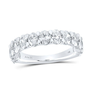 Diamond Band | 14kt White Gold Womens Oval Diamond Single Row Band Ring 2-3/8 Cttw | Splendid Jewellery GND