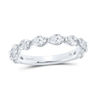 14kt White Gold Pear Diamond Horizontal Sideways Row Band Ring - Dazzling Elegance - Top View