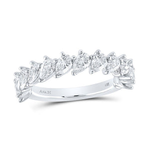 Diamond Band | 14kt White Gold Womens Pear Diamond Single Row Band Ring 1-7/8 Cttw | Splendid Jewellery GND