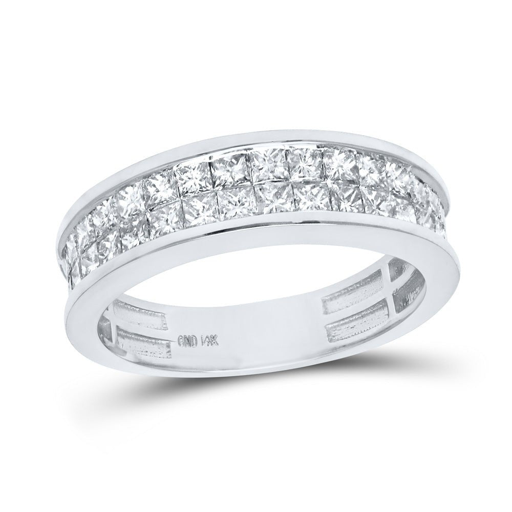 Diamond Band | 14kt White Gold Womens Princess Diamond Band Ring 1-1/4 Cttw | Splendid Jewellery GND