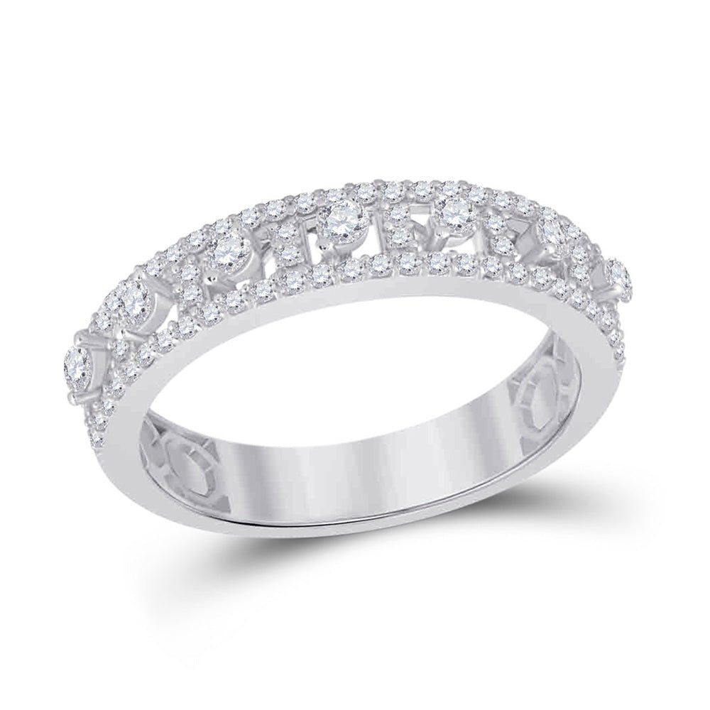 Diamond Band | 14kt White Gold Womens Round Diamond Anniversary Band Ring 5/8 Cttw | Splendid Jewellery GND