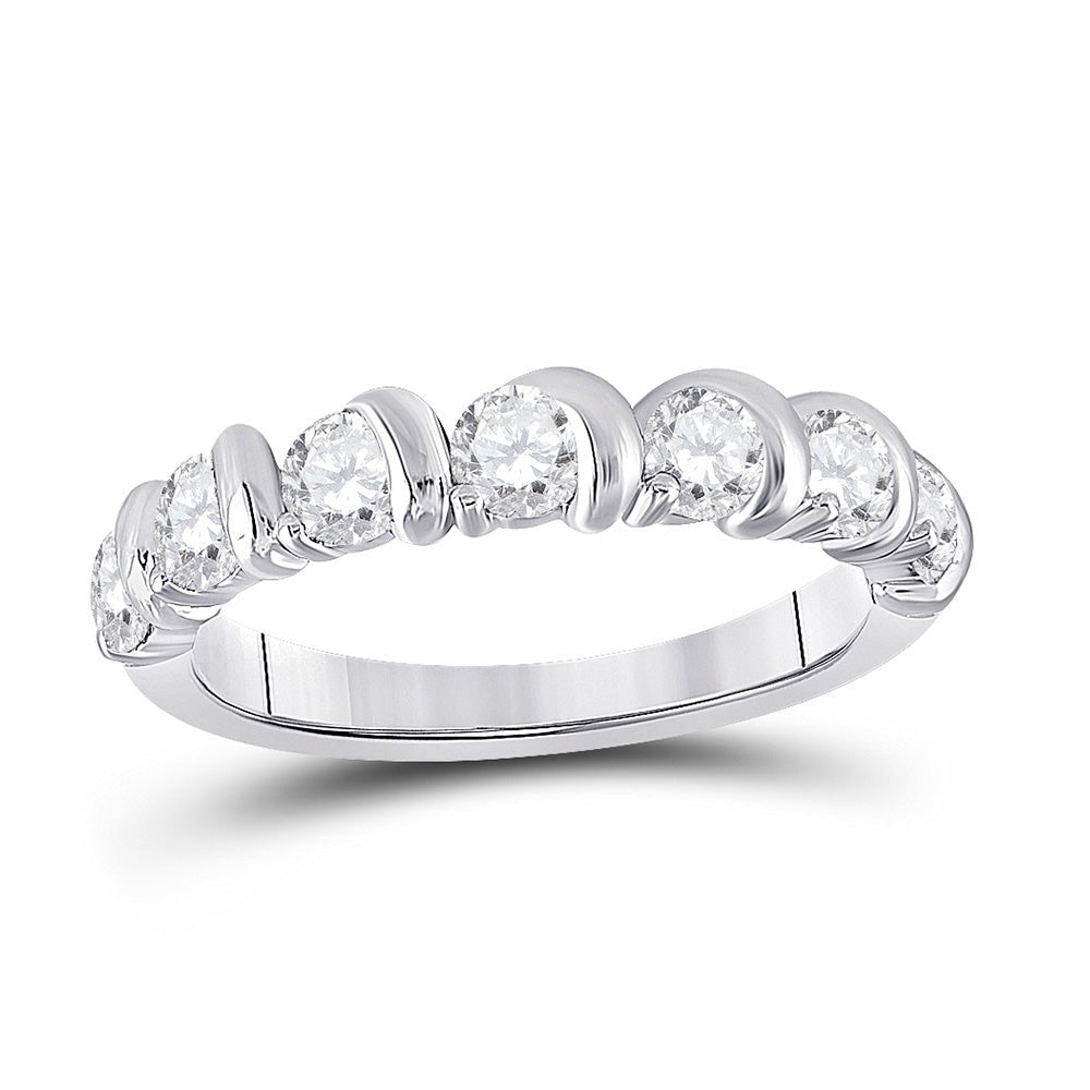 Diamond Band | 14kt White Gold Womens Round Diamond Band Ring 1 Cttw | Splendid Jewellery GND