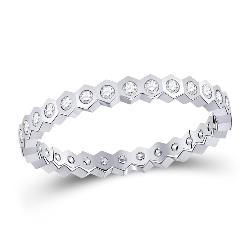 Diamond Band | 14kt White Gold Womens Round Diamond Band Ring 1/4 Cttw | Splendid Jewellery GND