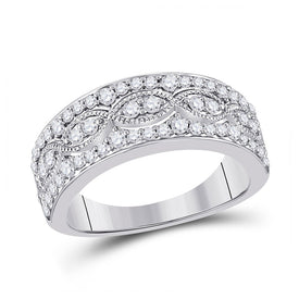 Radiant Brilliance 14kt White Gold Diamond Band Ring - Top View