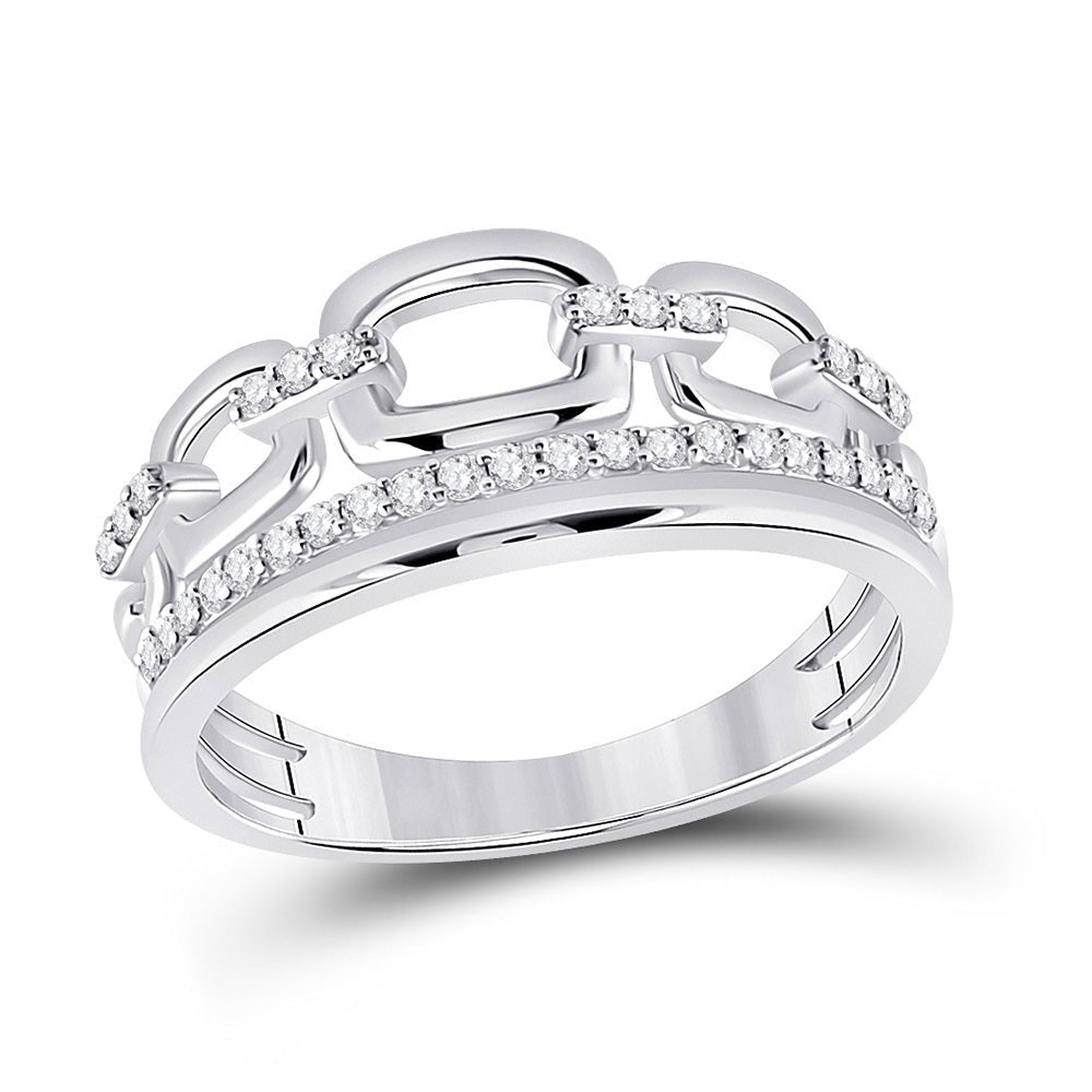 Diamond Band | 14kt White Gold Womens Round Diamond Chain Link Band Ring 1/4 Cttw | Splendid Jewellery GND