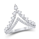 14kt White Gold Diamond Chevron Band Ring - Timeless Elegance and Sparkling Brilliance - Top View