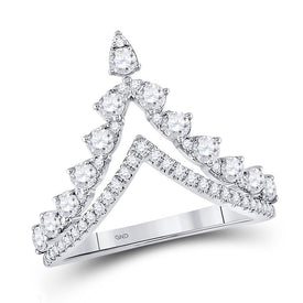 14kt White Gold Diamond Chevron Band Ring - Timeless Elegance and Sparkling Brilliance - Top View