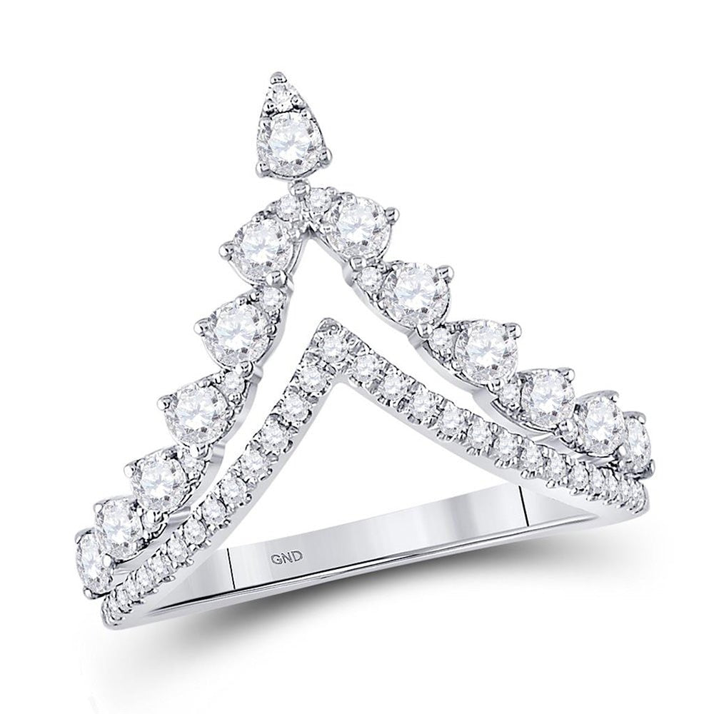 Diamond Band | 14kt White Gold Womens Round Diamond Chevron Band Ring 3/4 Cttw | Splendid Jewellery GND