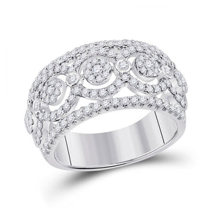 Diamond Band | 14kt White Gold Womens Round Diamond Cluster Band Ring 7/8 Cttw | Splendid Jewellery GND