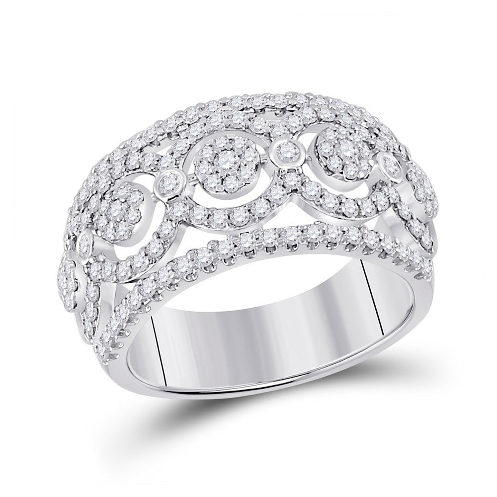 Diamond Band | 14kt White Gold Womens Round Diamond Cluster Band Ring 7/8 Cttw | Splendid Jewellery GND