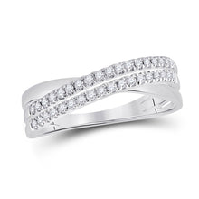 Load image into Gallery viewer, 14kt White Gold Diamond Crossover Journey Band Ring 1/5 Cttw - Splendid Jewellery - Top View
