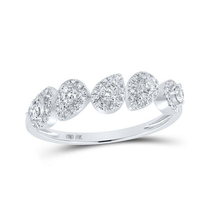 Diamond Band | 14kt White Gold Womens Round Diamond Lined Pear Band Ring 1/3 Cttw | Splendid Jewellery GND