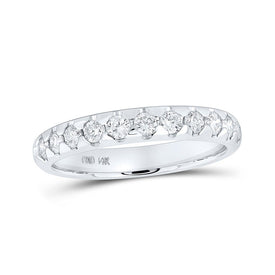 Radiant Elegance: 14kt White Gold Diamond Band Ring - Top View