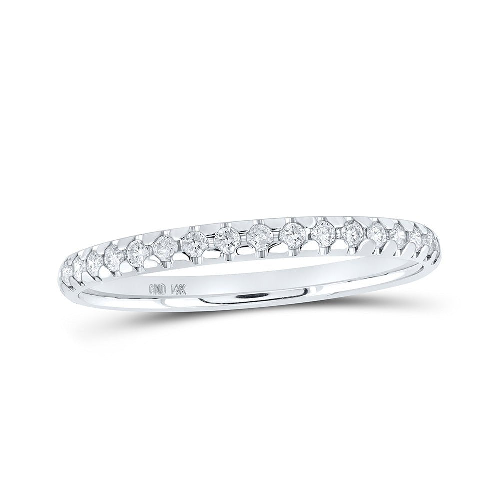 Diamond Band | 14kt White Gold Womens Round Diamond Machine-set Band Ring 1/6 Cttw | Splendid Jewellery GND