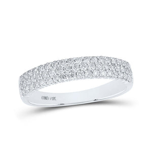 Diamond Band | 14kt White Gold Womens Round Diamond Machine-set Pave Band Ring 1/2 Cttw | Splendid Jewellery GND