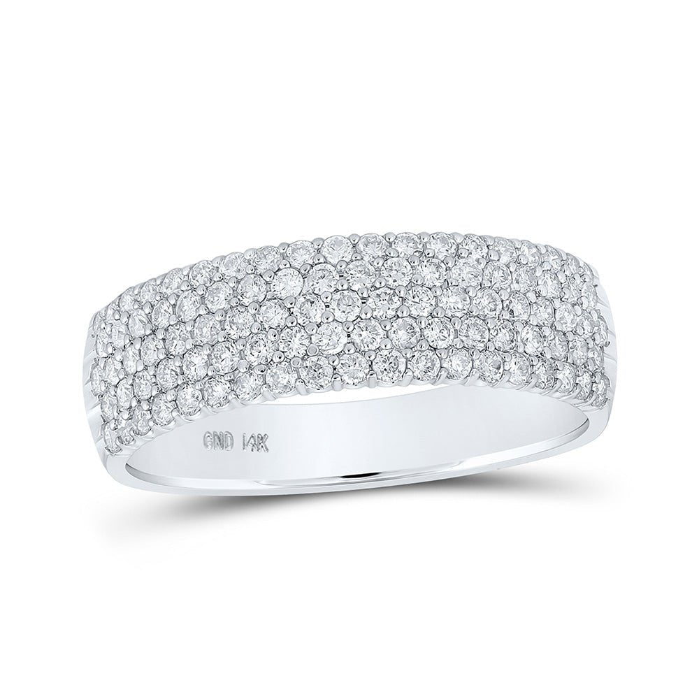 Diamond Band | 14kt White Gold Womens Round Diamond Machine-set Pave Band Ring 3/4 Cttw | Splendid Jewellery GND