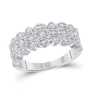 Diamond Band | 14kt White Gold Womens Round Diamond Oval Dot 3-Row Fashion Ring 3/4 Cttw | Splendid Jewellery GND