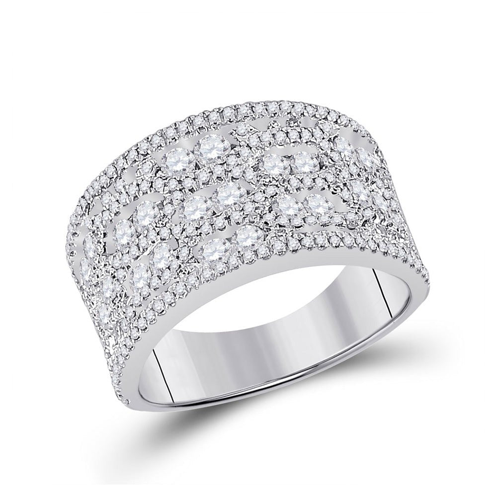 Diamond Band | 14kt White Gold Womens Round Diamond Right Hand Cocktail Ring 1-3/4 Cttw | Splendid Jewellery GND