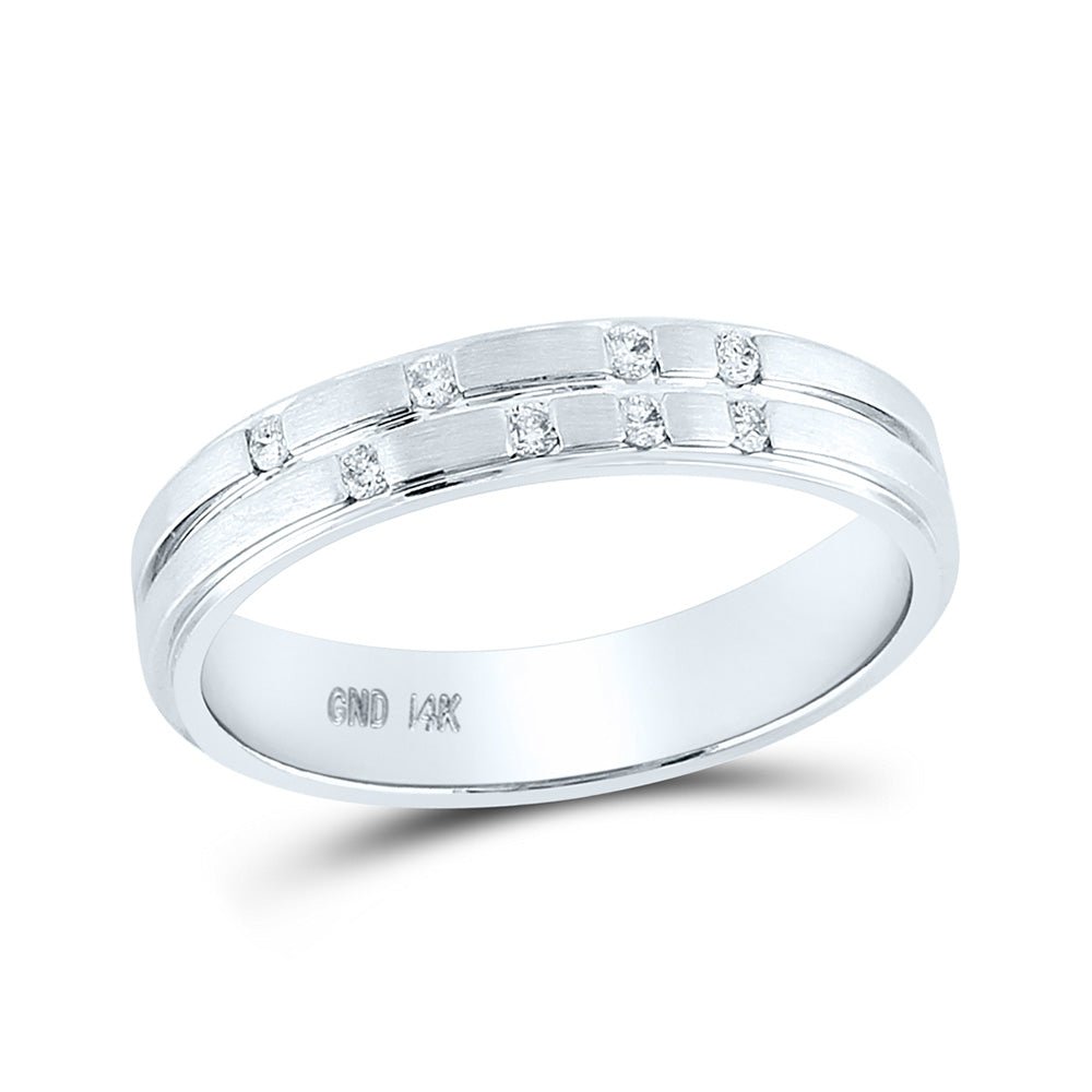 Diamond Band | 14kt White Gold Womens Round Diamond Scattered Band Ring 1/10 Cttw | Splendid Jewellery GND