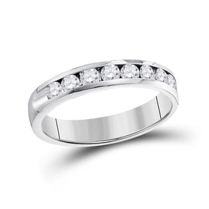 Diamond Band | 14kt White Gold Womens Round Diamond Single Row Band Ring 1/10 Cttw | Splendid Jewellery GND